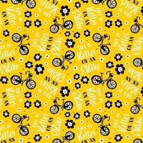 Small Scale Life Is Better on an EBike Ecycling Bicycle Floral on Yellow