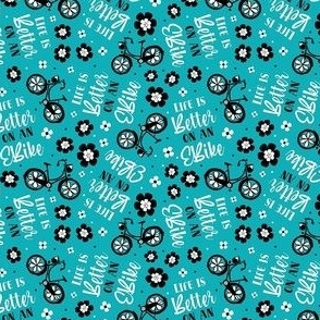 Small Scale Life Is Better on an EBike Ecycling Bicycle Floral on Turquoise