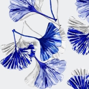 Blue and white Ginko leaf