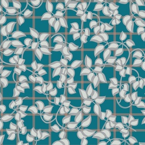 Narrow Trellis with Leaves Coordinating Print