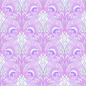 1920s Art deco fan palm Lilac purple Blue lilac cyan by Jac Slade