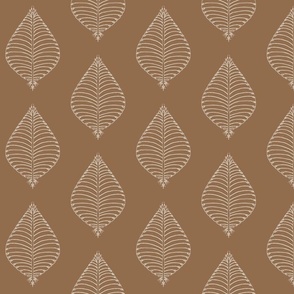 Ikat Leaves in Cocoa Brown and Tan