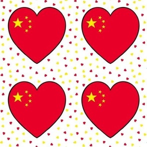 Chinese flag hearts