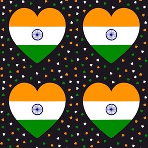 Indian flag hearts on black
