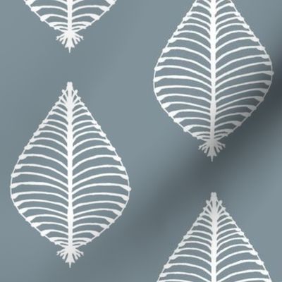 Ikat Leaves - Blue Gray