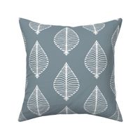 Ikat Leaves - Blue Gray