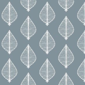 Ikat Leaves - Blue Gray