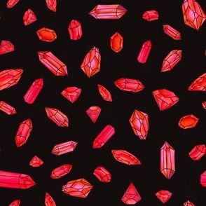 Red Watercolor Crystal Gemstone on Black