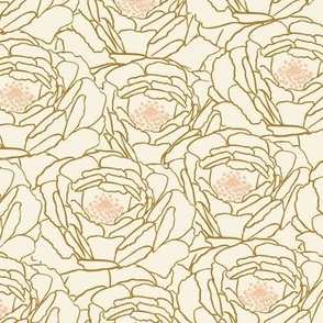 Peony Field_Large Cream Brown Peach