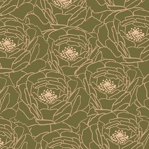 Peony Field_Large Olive Taupe Peach