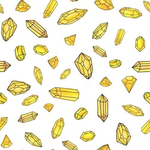 Golden Yellow Watercolor Crystal Gemstones