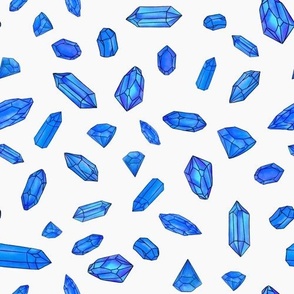 Blue Watercolor Crystal Gemstones