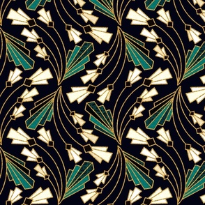 Art Deco Floral Twist  - Medium Scale