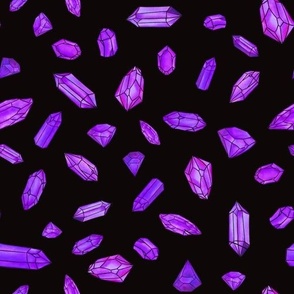 Violet Watercolor Crystal Gemstone on Black