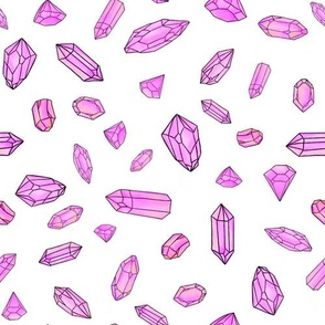 Watercolor gems set, pink crystals, wet texture: Royalty Free #148715622