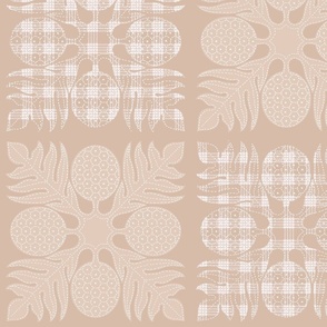 ulu beige palaka quilt and plain on beige 20x20