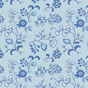 Chinoiserie floral blue - on Blue background