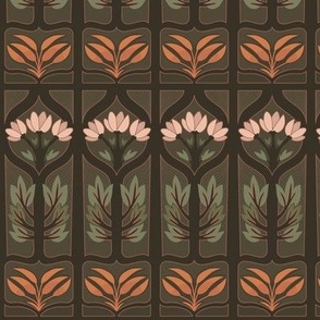 Art deco dark flora pattern