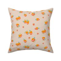 Tropical Ditsy | Cashew Fruit and Flowers | Cream and Orange