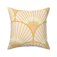 Art Deco Peacock Feather Fan Scallop antique gold blush XL 12in wallpaper scale by Pippa Shaw