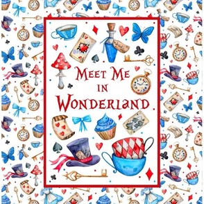 14x18 Panel Meet Me in Wonderland for DIY Garden Flag Small Kitchen Towel or Wall Hanging