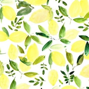 Capri lemons - watercolor italian lemons - summer sunny fruit citrus a644-1