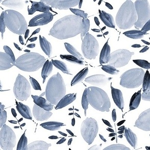 Indigo Capri lemons - watercolor italian lemons - summer sunny fruit citrus a644-4