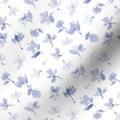 Serenity blue baby flowers - watercolor cute florals - simple bloom - wildflowers b036-7