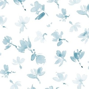 baby flowers in tender blue - watercolor cute florals - simple bloom - wildflowers b036-8