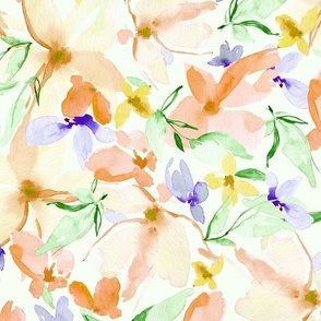 Ivory and Lilac Autumn Watercolor Florals 