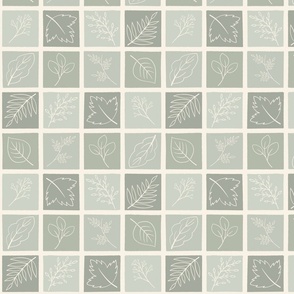 Green Checkered Leaves Pattern 10 Inch Repeat
