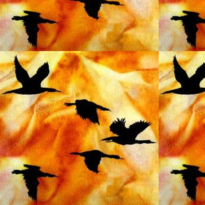 Cormorants at Sunset by Sylvie_ Art on Fabric