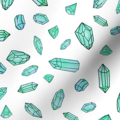 Pastel Teal Watercolor Crystal Gemstones