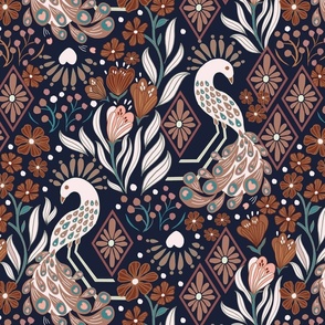 Art Deco Peacocks - Rose Gold - Regular