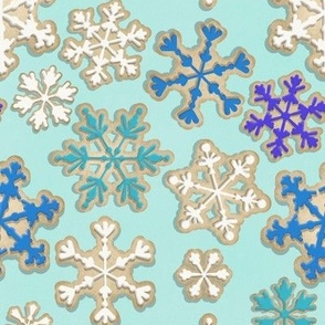 Sugar Cookie Snowflakes on Bright Blue