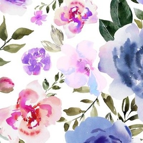 Large / Galaxy Purple Watercolor Florals