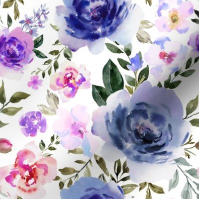 Galaxy Purple Watercolor Florals - Valentine's Day