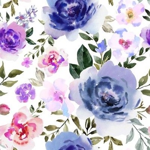 Galaxy Purple Watercolor Florals - Valentine's Day