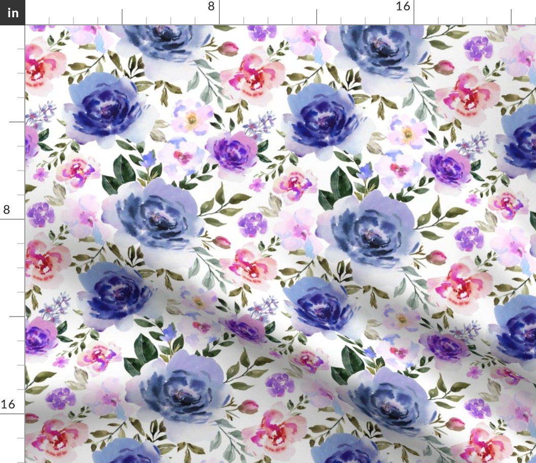 Galaxy Purple Watercolor Florals - Valentine's Day