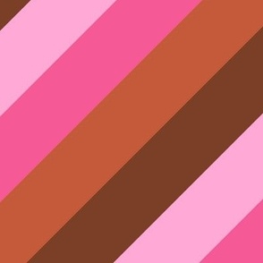 Diagonal Holiday Candy Stripes in Mod Pink + Rust