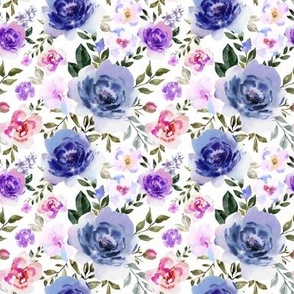 Small / Galaxy Purple Watercolor Florals