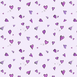 Purple Ditsy cartoon hearts - medium (8 inch)