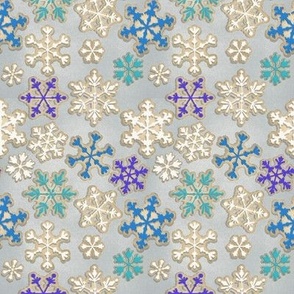 Sugar Cookie Snowflakes on Cool Neutral Grey (small scale)