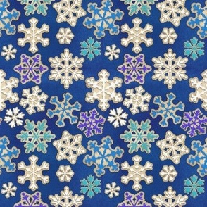 Sugar Cookie Snowflakes on Bold Blue (small scale)