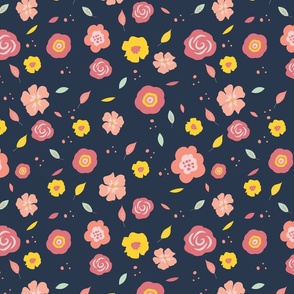 Ditsy flowers | Floral on navy 