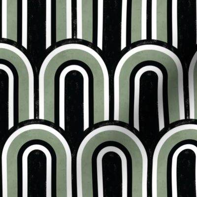 Sage and Black Art Deco | Bold Minimalism | textured | medium scale ©designsbyroochita