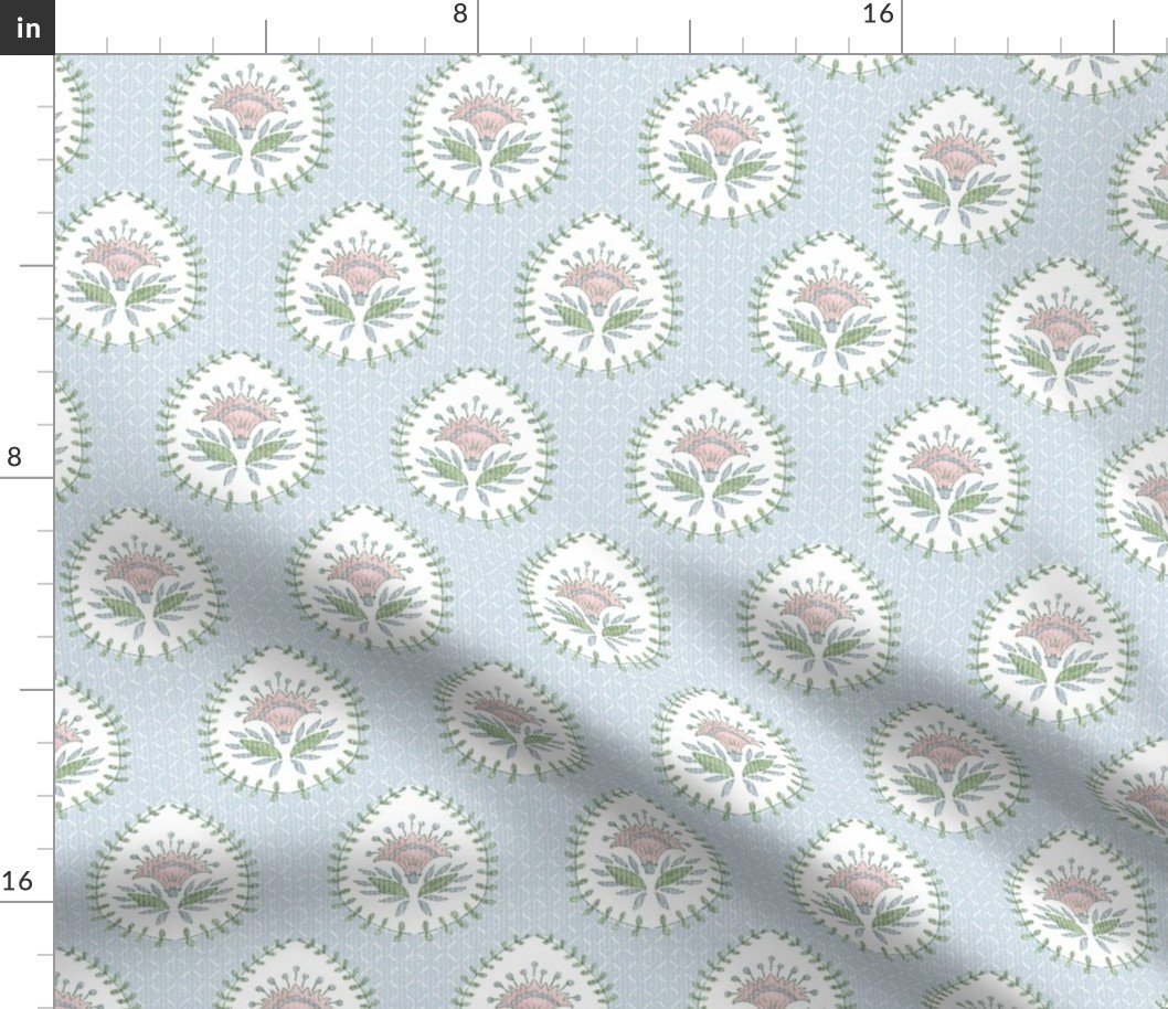 Daphne soft blue with green and pink copy