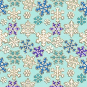 Sugar Cookie Snowflakes on Bright Blue (small scale)