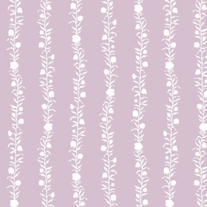 emma stripe in white on hidden sanctuary purple | small scale