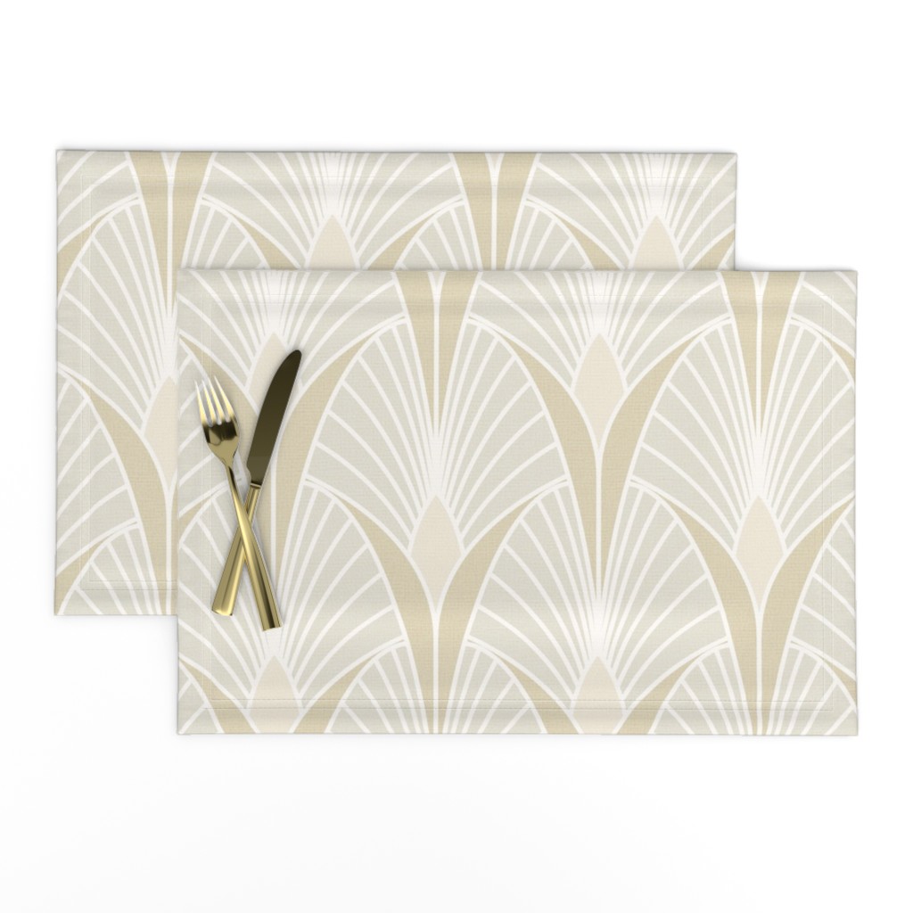 Art Deco Scallop Fans Ecru Beige